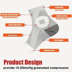 1 Pair Ankle Compression Sleeves Open Toe Unisex 15-20 mmHg Support Socks