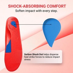 Vasyli Custom Full Length Insoles Red Large Heel Grid Reduces Slippage Firm