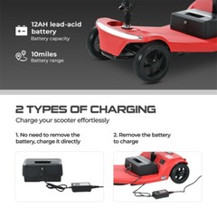4 Wheels Foldable Mobility Scooter 20 Miles 330bs Capacity 5 MPH w/ LED Light