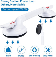 19″ Suction Shower Grab Bar – Portable Handle with Strong Hold, Max 300Lb Capaci