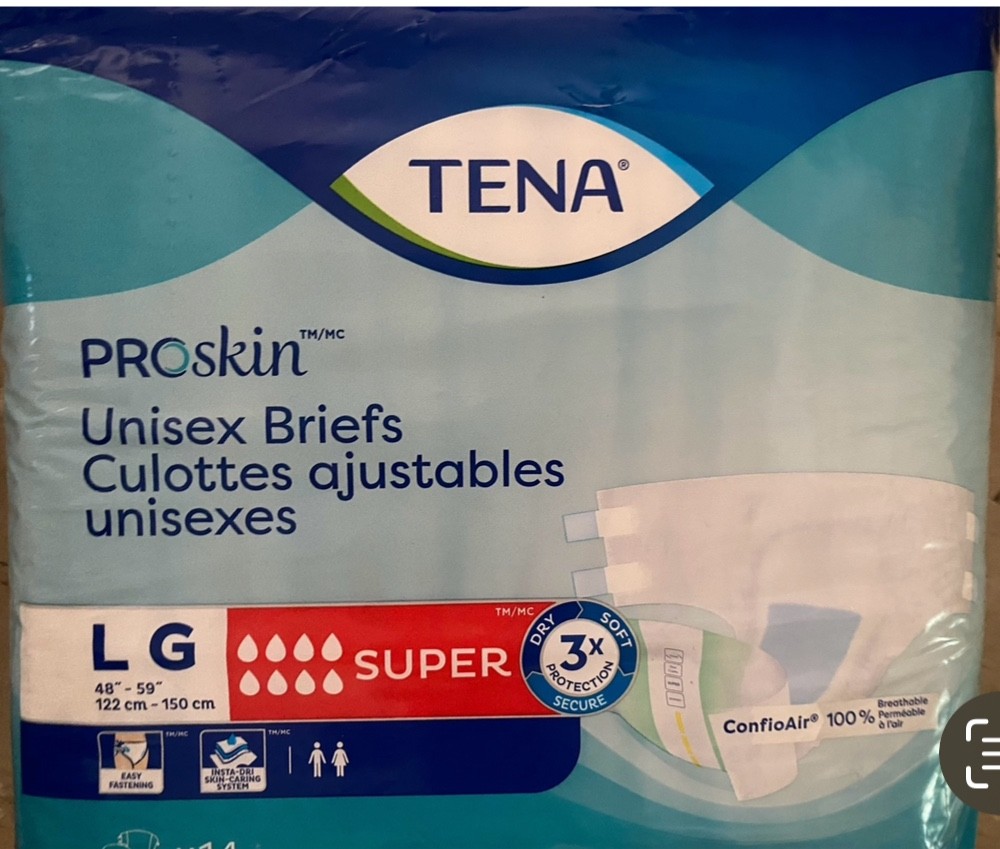 TENA ProSkin Super Unisex Briefs Large 14 Ct New Sealed Incontinence 48″-59″