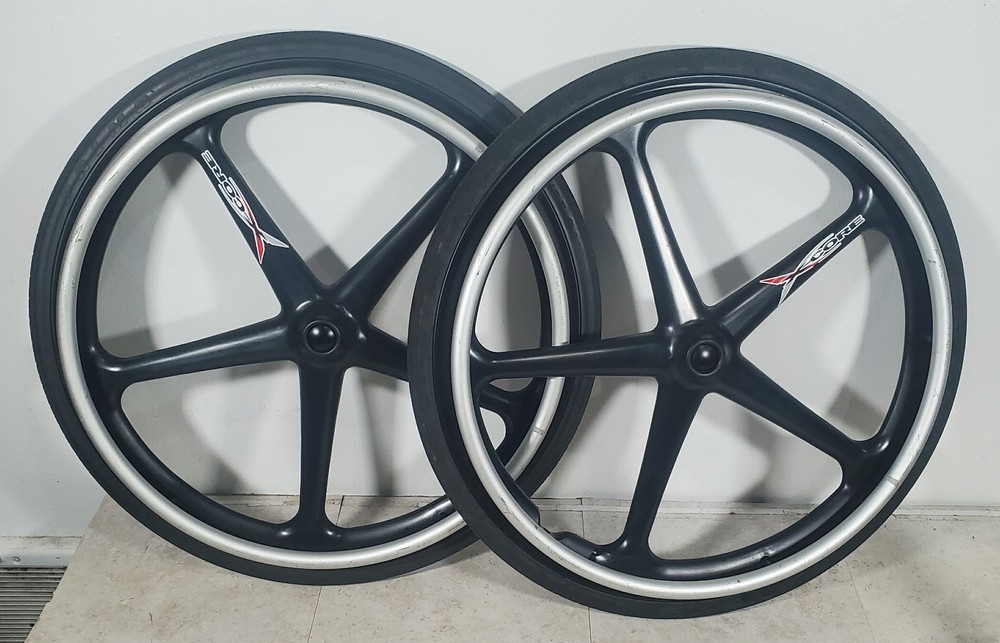 24″ x 1 3/8″ XCORE Solid Flat-Free Quick Release Wheelchair Wheels + Axle Pins