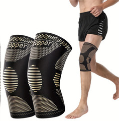 2 Pcs Copper Knee Compression Sleeve Plus Size Joint Support Running Gym Unisex
