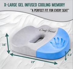 ComfyFriend Patented Ultimate Comfort X-Large Gel Infused Memory Foam Cushion