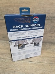 Copper Fit Rapid Relief Adjustable Back Support Wrap w/ Gel Pack Black One Size