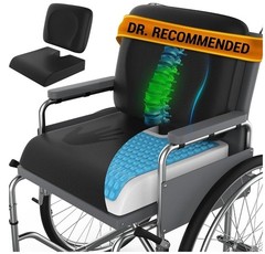 Pressure Relief Wheelchair Cushion Set – 18″x16″ Anti-Slip Gel Seat Cushions wit