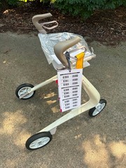 New ByACRE Carbon Ultralight Rollator Walker W Organizer Bag Regular Track White