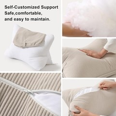Comfortable Beige Gray Lumbar Support Pillow – Perfect for Relaxation & Reading