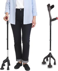 Quad Crutch Women & Men Sturdy 3.3 lbs 4 Prong Forearm Crutches Stability &