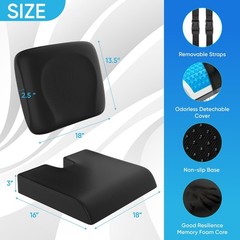 Pressure Relief Wheelchair Cushion Set – 18″x16″ Anti-Slip Gel Seat Cushions wit