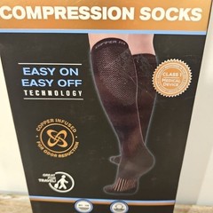 NWT Copper Fit Energy Infused Graduated Compression Socks Black Size L/XL