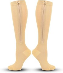 Zippered 15-20mmHg Compression Stockings for Everyday Use and Outdoor Activities