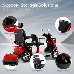 1000W 4-Wheel Heavy Duty Adjustable 3-Seat Electric Power Mobility Scooters