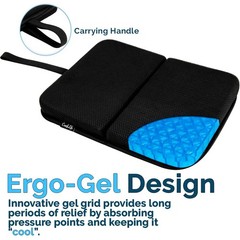 ComfiLife Ergo-Gel Airplane Seat Cushion – Travel 15.4″ x 11.4″ x 1.2″, Black