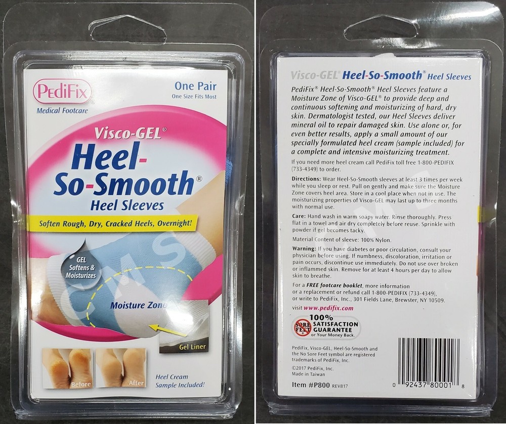 PEDIFIX Visco-GEL Heel-So-Smooth Moisturizing Dry Cracked Skin Sleeve Sock P800