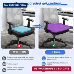 Thicken 19.7in Seat Cushion, Gel Seat Cushion for Long Sitting-Office Chair, Whe
