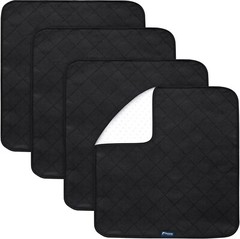 Waterproof Incontinence Chair Pads Quilted Seat Pads Cover 4 Pack 22″x21″ Black