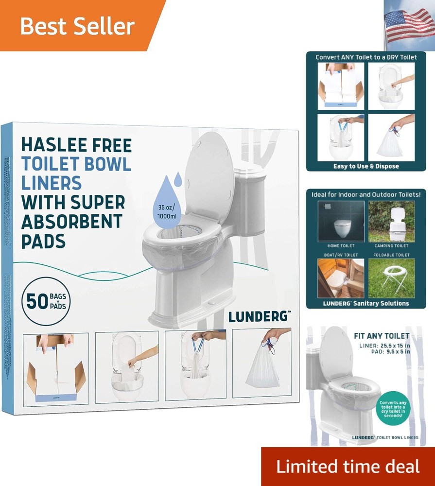 Toilet Bowl Liners with Super Absorbent Pads – Value Pack 50 Count Universal …