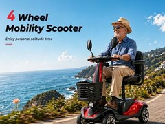 4 Wheel Mobility Scooter for Adults 350W Electric Travel Scooter 350 lbs Red