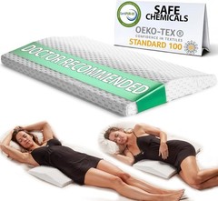 Lumbar Support Pillow for Bed – Medium-Soft Memory Foam, Back & Leg Pain Relief