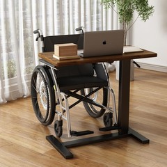 Overbed Bedside Table with Wheels Hospital Bedside Desk,Brown