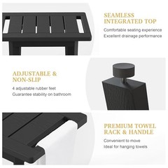 HIPS Shower Bench Inside Shower Stool with Storage Small 16x10x17 Inch Black