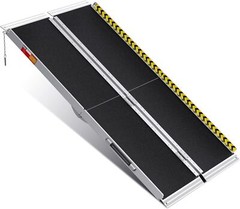 5FT Portable Home Wheelchair Ramp Anti-Slip Aluminum Steps Folding 800 LBS
