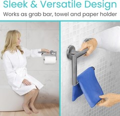Grab Bar with Toilet Paper Holder (350lbs) Handrail Bar Combo for Bathroom Wall