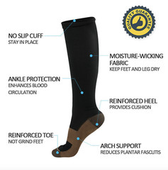 Lot Copper Compression Socks 20-30mmHg Graduated Support S-XXL Mens Womens