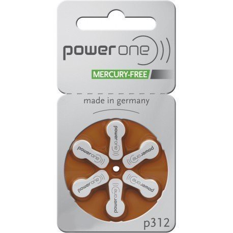 PowerOne Size 312 Hearing Aid Batteries, 120 Batteries
