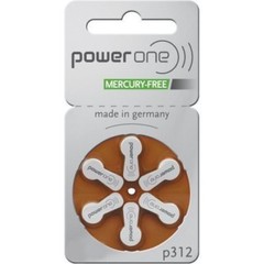 PowerOne Size 312 Hearing Aid Batteries, 120 Batteries