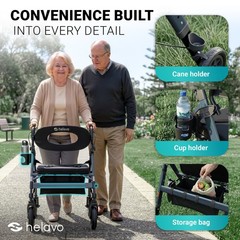 Helavo 2-in-1 Bariatric Walker Wheelchair Combo 500 lb Extra Wide All-Terrain