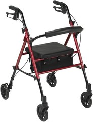 Drive Medical Adjustable Height Rollator with 6 Inches Wheels – Red RTL10261RD