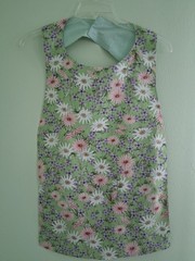 Daisies on green/light teal, Adult Bib, Handmade , 35 1/2” by 21 ½”, reversible