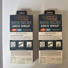 Copper Fit Rapid Relief Arch Wrap Adjustable Gel Hot/Cold Therapy 2 Pack Black