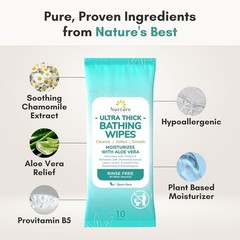 Gentle Aloe XL Body Wipes for Adults – 40 Unscented, Hypoallergenic Bath Towels