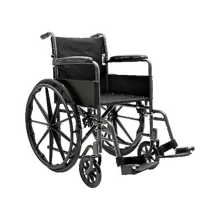 First Voice Mds808450 Wheelchair, 300Lb, 18 In Seat, Silver/Black