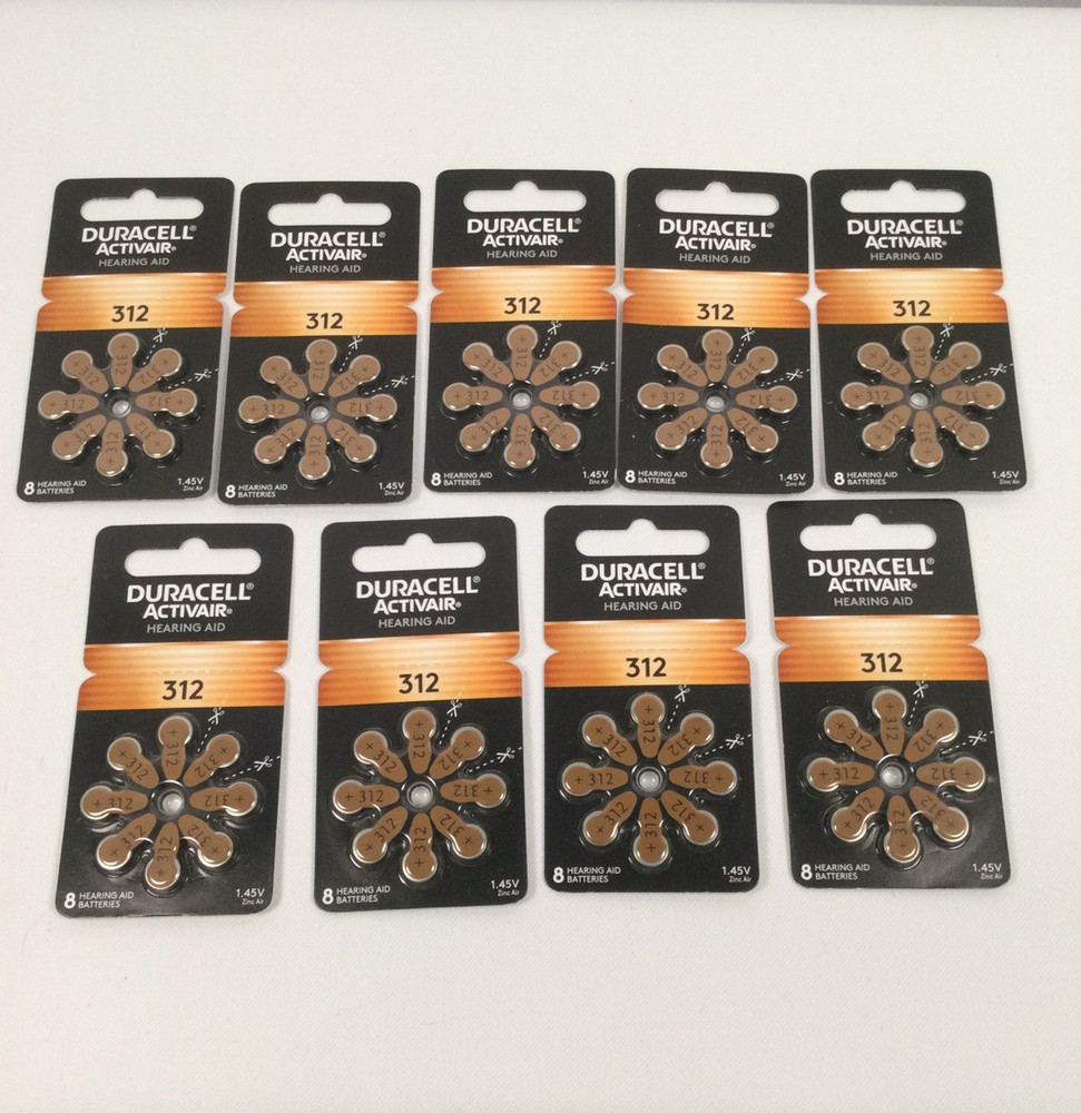 Duracell Activair Hearing Aid Batteries – 312 -9 pks of 8 (total 72) Exp 12/2029