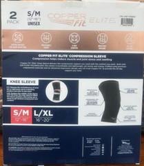 Copper Fit Elite Compression Knee Sleeve W/Air Flow Technology. 2 Pack. S/M