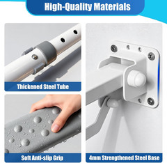 26 Inch Grab Bar for Toilet with Adjustable Height and Length, Flip up Bathroom