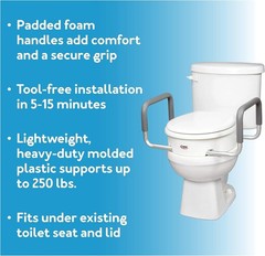 300 lbs Capacity Raised Toilet Seat with Padded Handles for Elderly Support