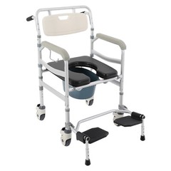 172kg/380lbs Bedside Commode Toilet Chair Shower Wheelchair for Adult Elderly