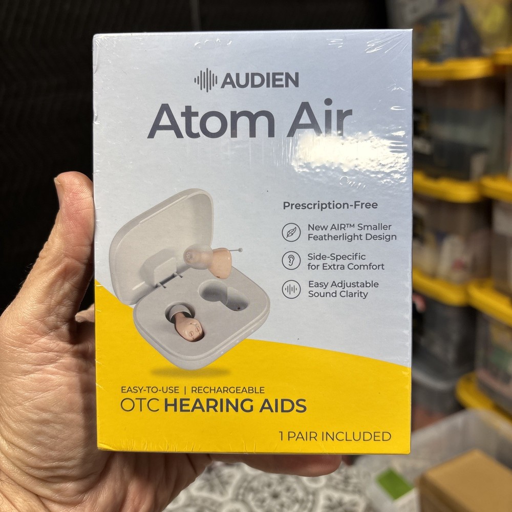 Audien Atom Air OTC Rechargeable Hearing Aids 1 Pair New Factory Sealed