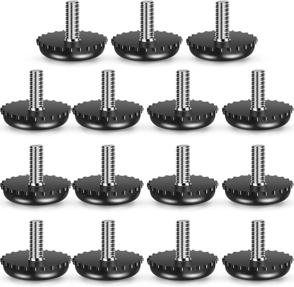 Dunzy 15 Pcs 1/4-20 Adjustable Furniture Levelers 2.8 cm x 2.3 cm, Black