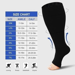 1Pair 2XL-7XL Plus Size Compression Socks Open Toe Compression Women& Men