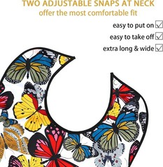 Large 3 Pack Washable Adult Bibs with Adjustable Snap & Crumb Catcher Features