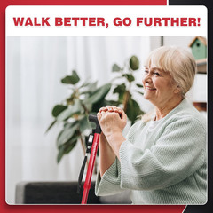 Folding Walking Cane with LED Light, Pivot Quad Base, Adjustable Alloy Stick