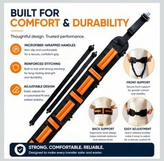 Gait Belt, Upgraded with Metal Buckle & Detachable Leg Straps, 7 Handles-Med