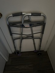 Foldable Adjustable Height 2-Wheel Walking Frame Walker, Indoor, Gray