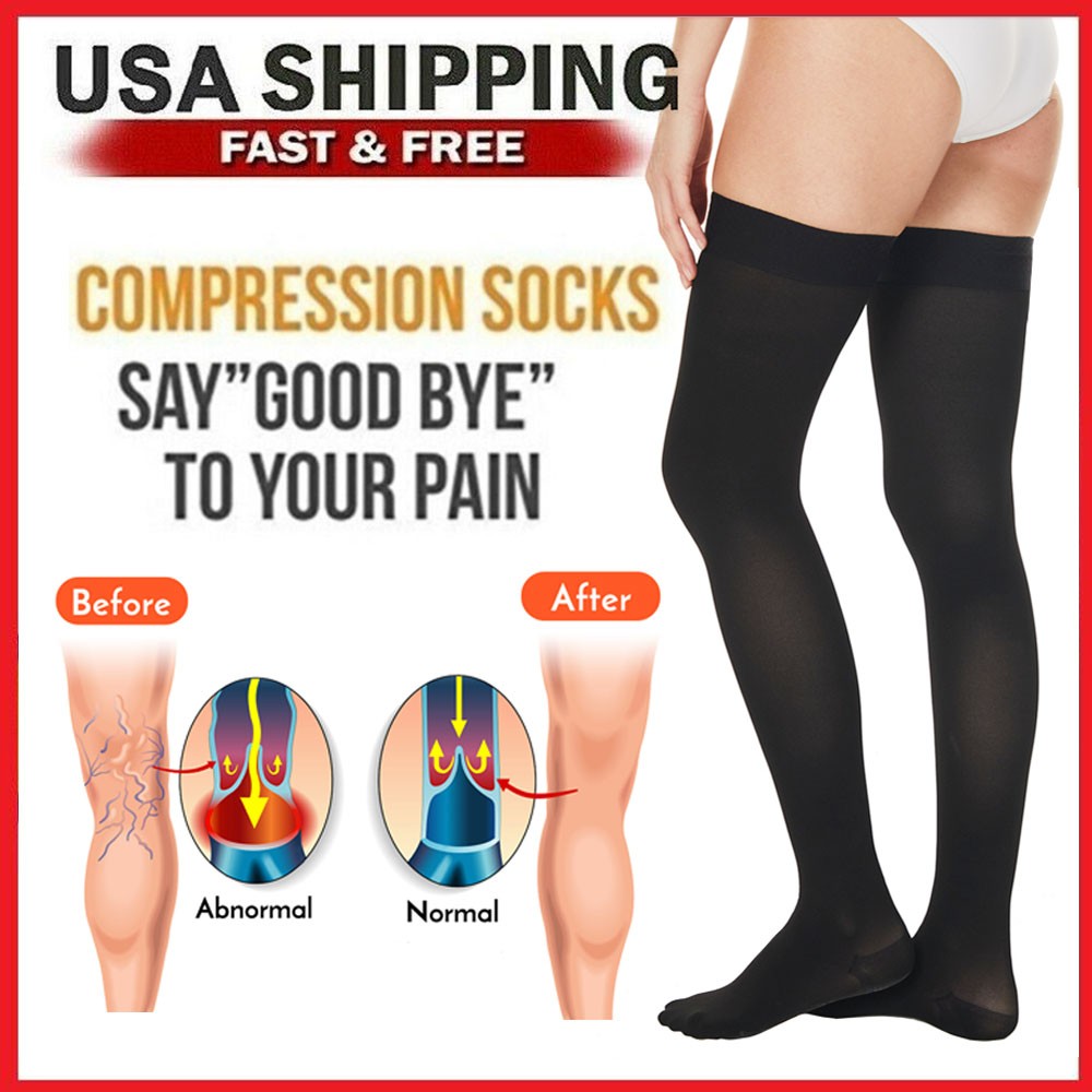 Medical Closed Toe Thigh High Socks Graduated Support for Varicose Veins